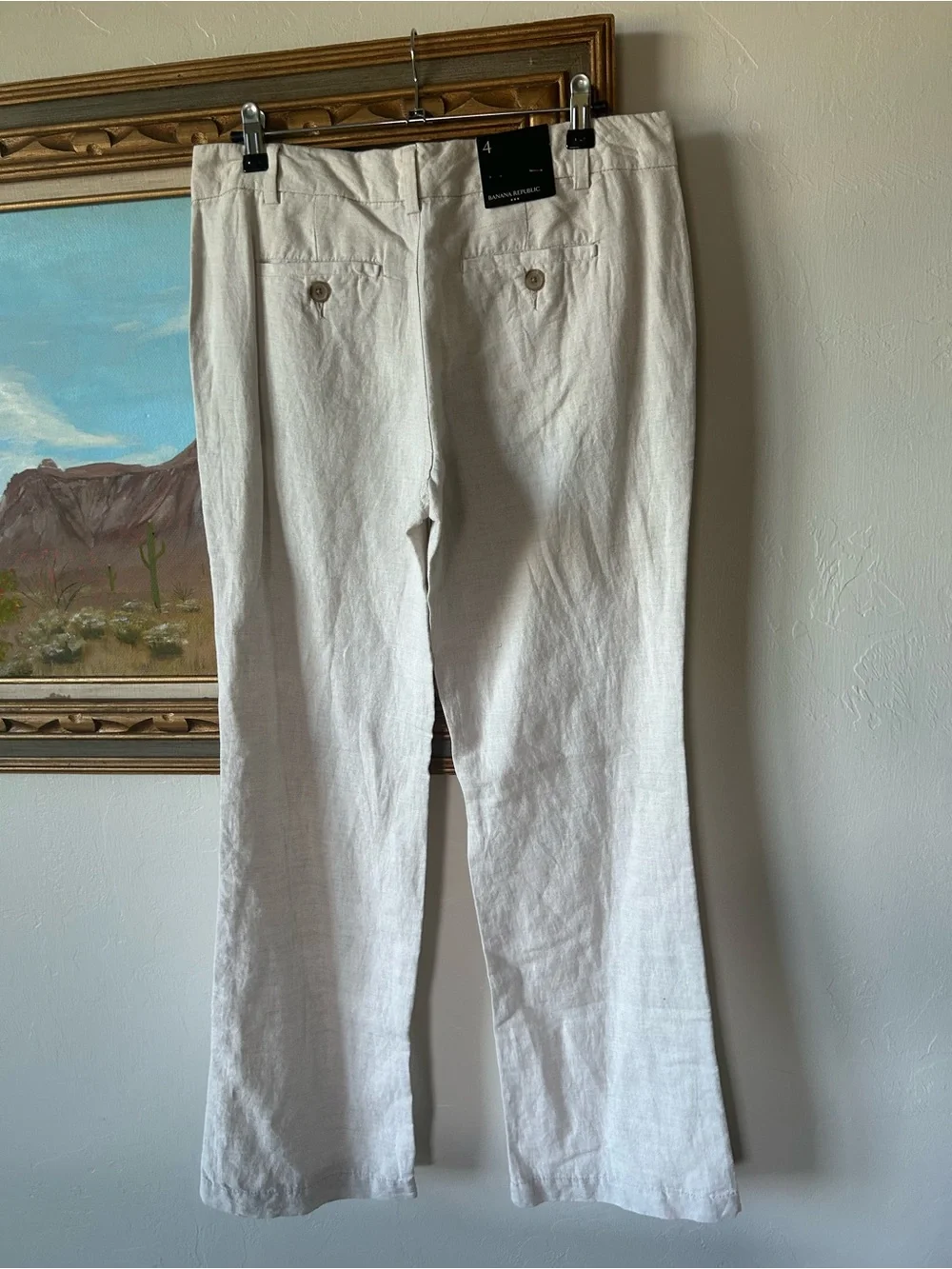 Banana Republic Women's Light Beige Linen-Blend Trousers